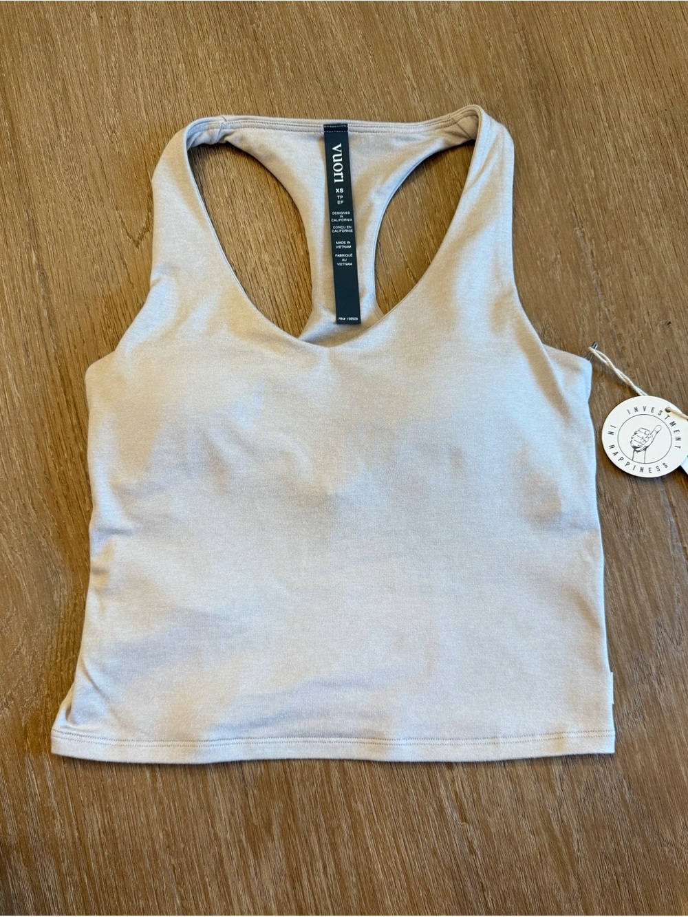 Vuori Women's Beige Racerback Crop Top